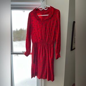 Vintage Red Floral Dress